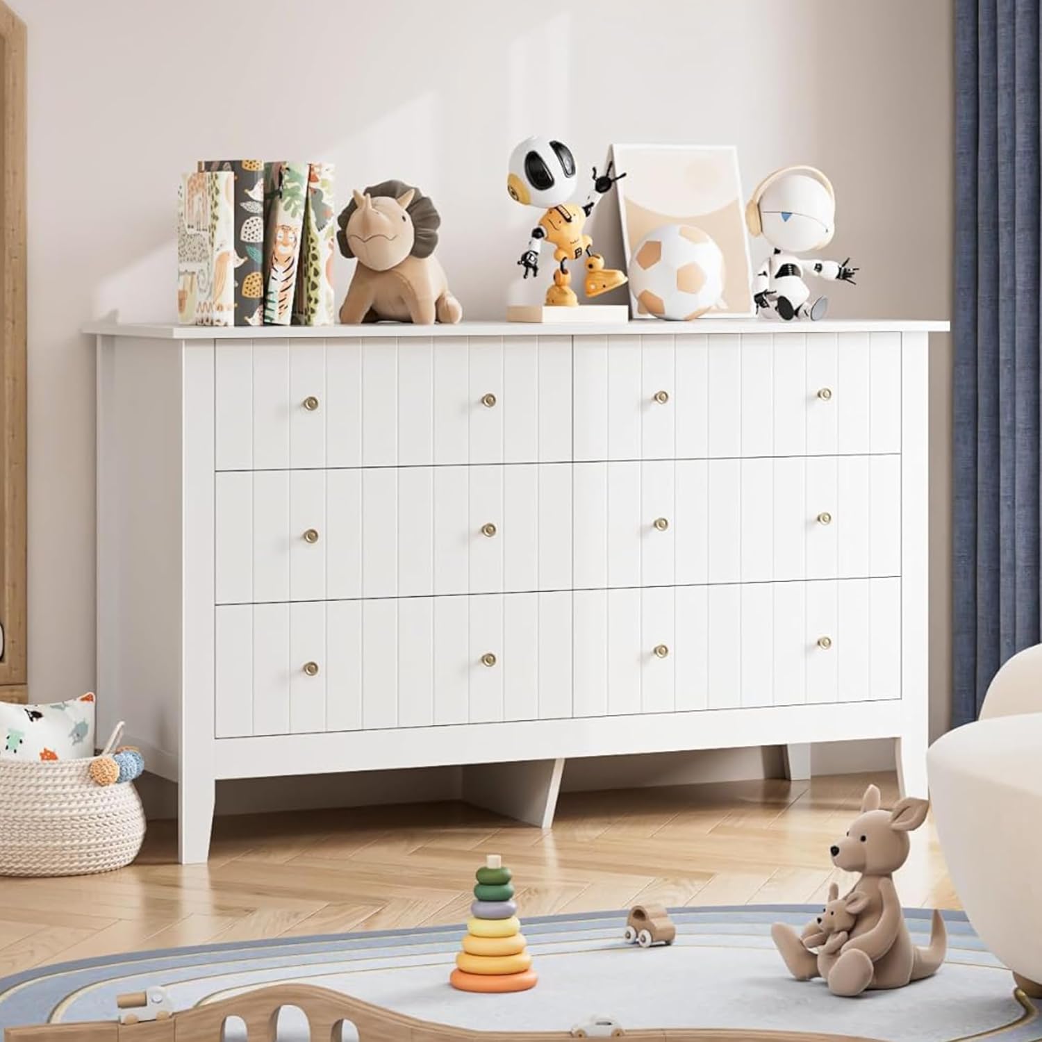 Baby Nursery Drawers - White 6 Drawer Double Dresser Deep