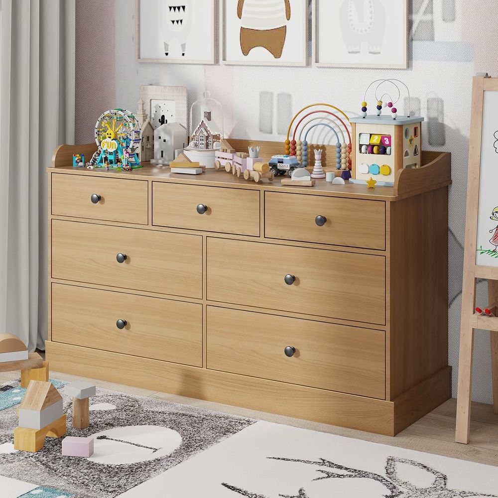 Baby Nursery Dresser Changing Table - 7-Drawer Kids Dresser, Changing Table, Nursery