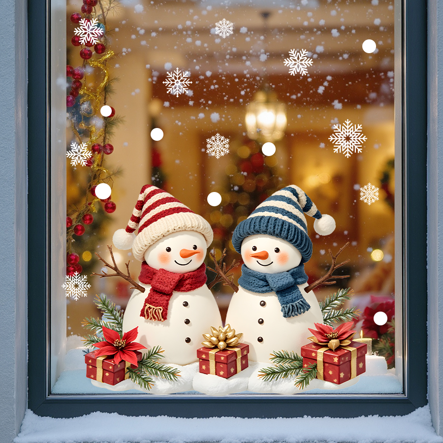 Wall Decal Nursery - ​Christmas Window Stickers Snowman Clings PVC