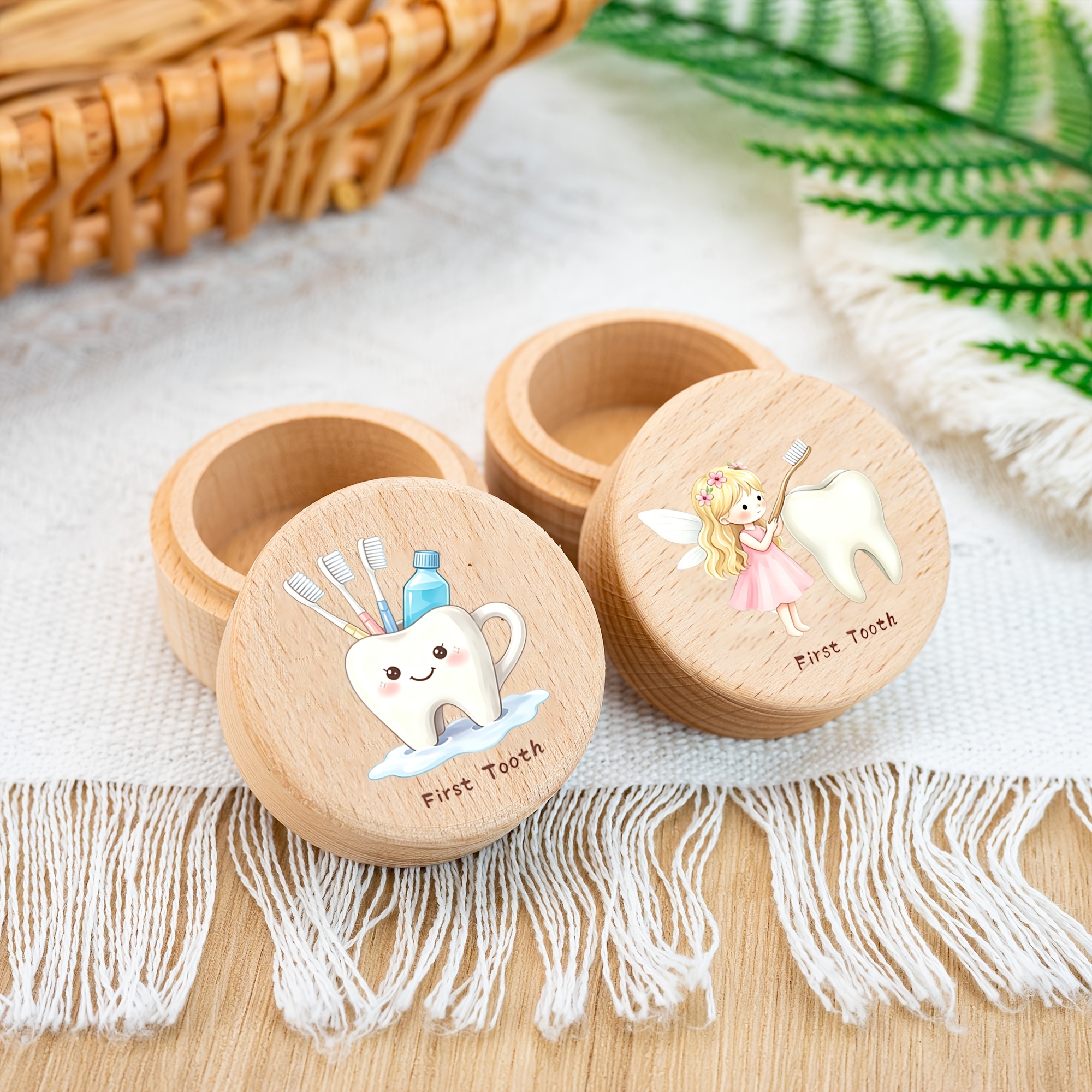 Baby Keepsake Box - Children's Elf Girl Toothbrush with Teeth