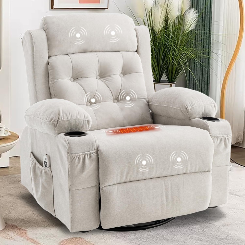 Rocking Chair Nursery - Rocker Swivel Recliner Chair with Massage
