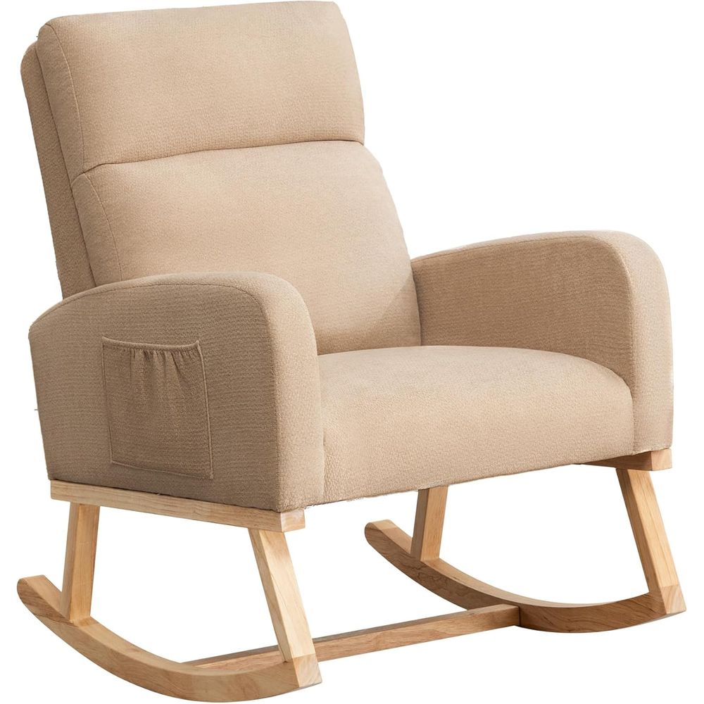 Rocking Chair Nursery - Upholstered Fabric Nursery Rocking Chair, Comfortable
