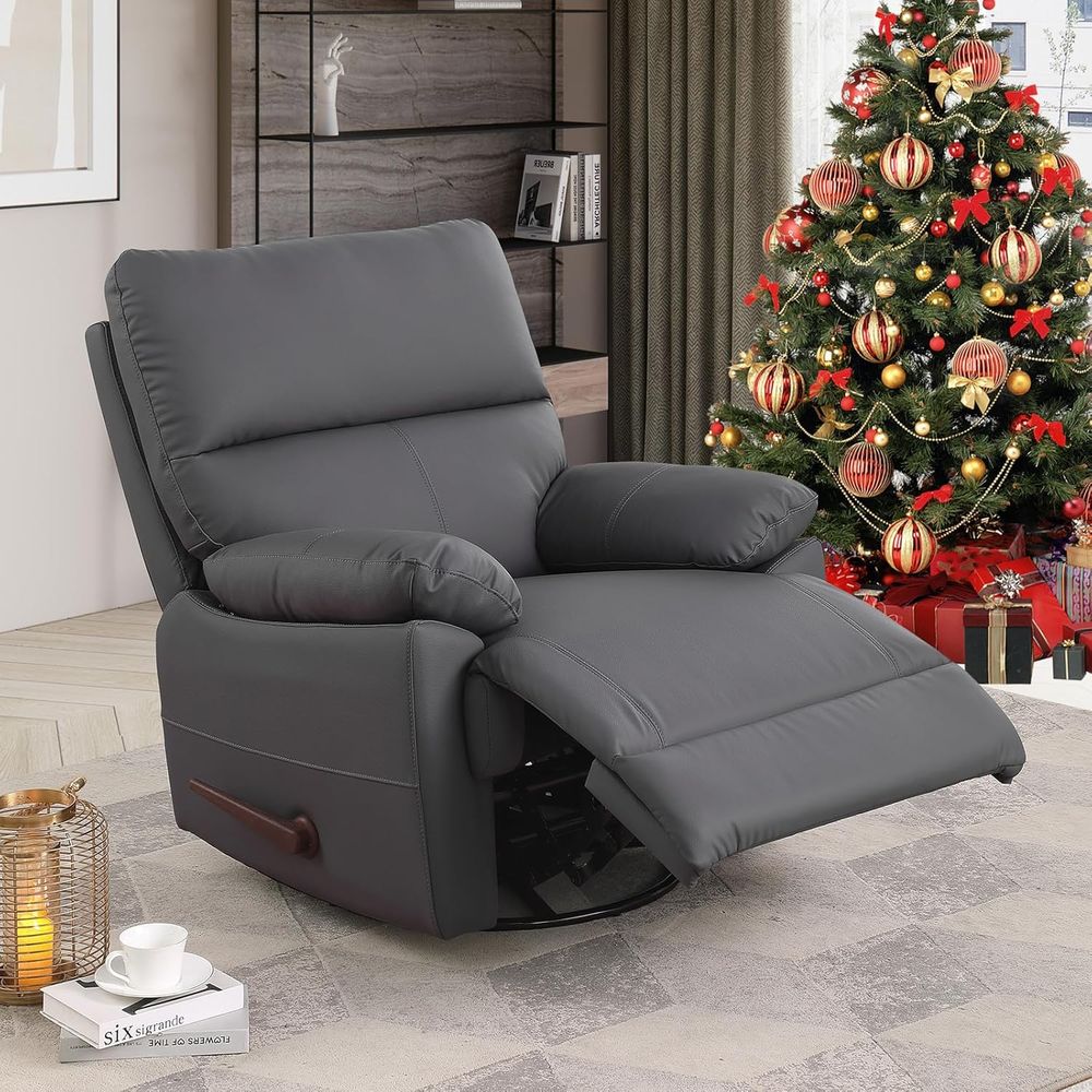 Rocking Chair Nursery - Grey 360° Swivel Recliner Chair with