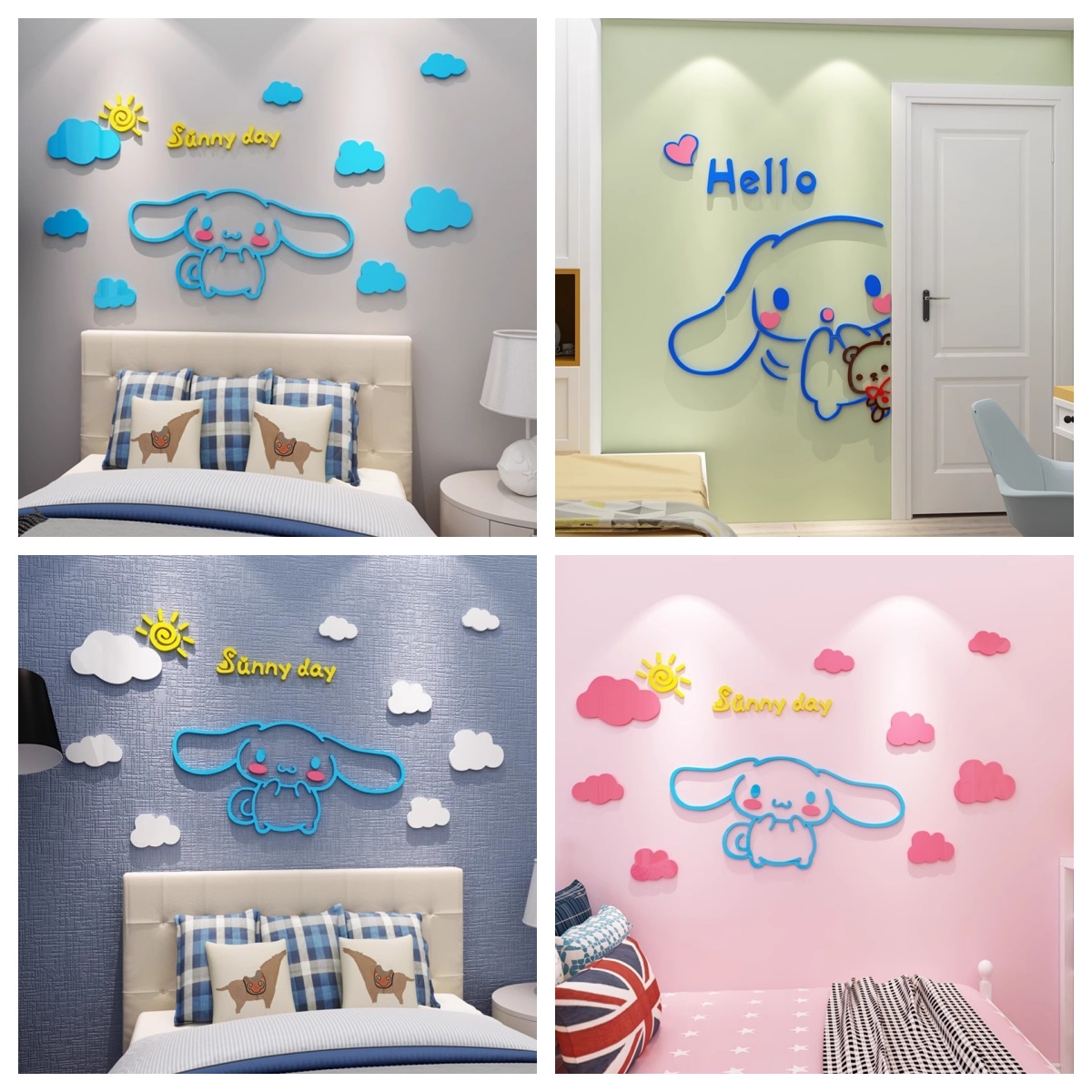 Wall Decal Nursery - Sanrio Stickers Acrylic Layout 3D Stereo