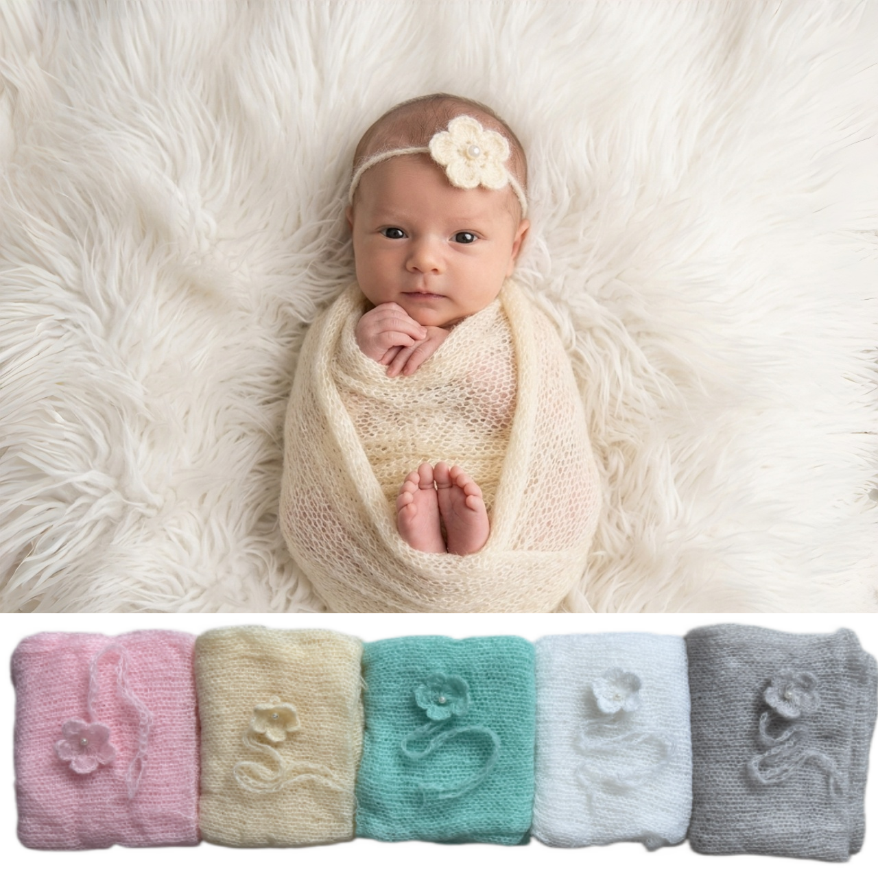 Baby Wrap Stretchy - Newborn Photography Props Mohair Wrap Headband