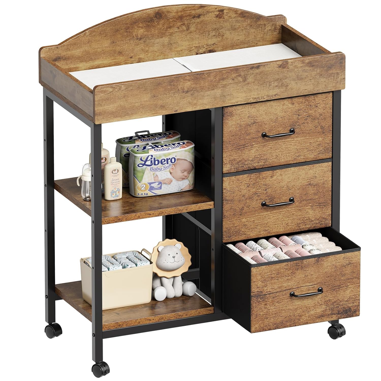 Baby Nursery Drawers - Rustic Brown Baby Changing Table Dresser