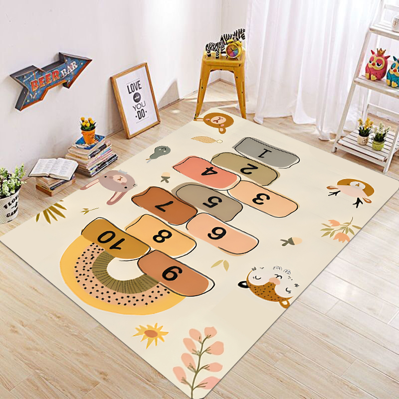 Baby Nursery Mat - Cute Cartoon Animal Hopscotch Play Rug