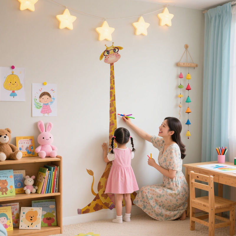 Wall Decal Nursery - Giraffe Growth Chart Wall Sticker Removable