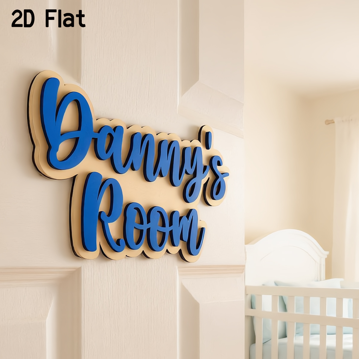 Baby Nursery Decorations - 1Pc Cutom Blue Wooden Acrylic Door