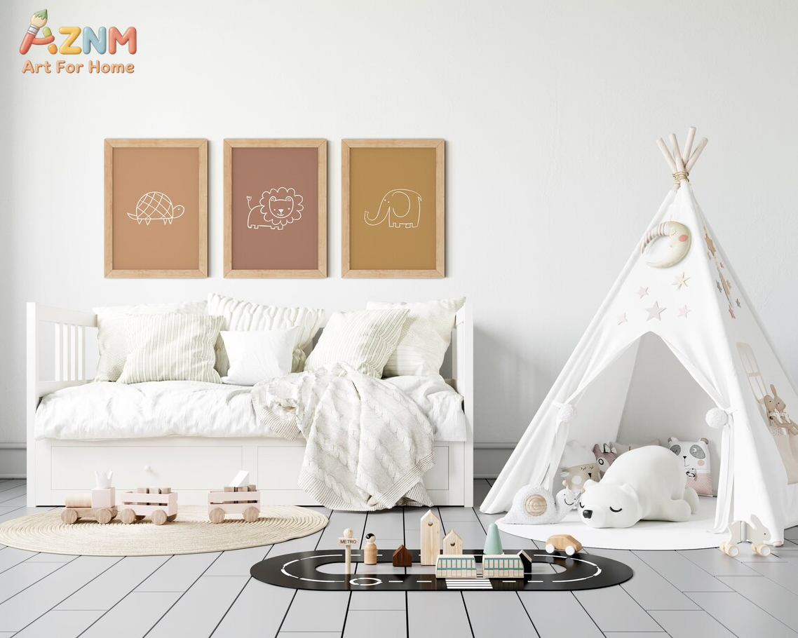 Baby Nursery Neutral - AZNM Boho Neutral Line Art Animal