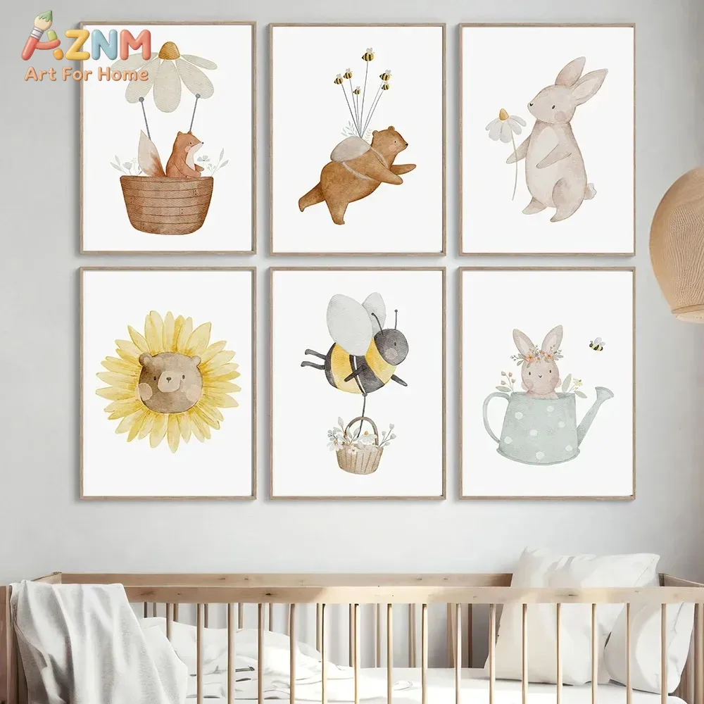 AZNM Watercolor Bear Fox Anima - Baby Nursery Frames incelemesi ve fiyatı