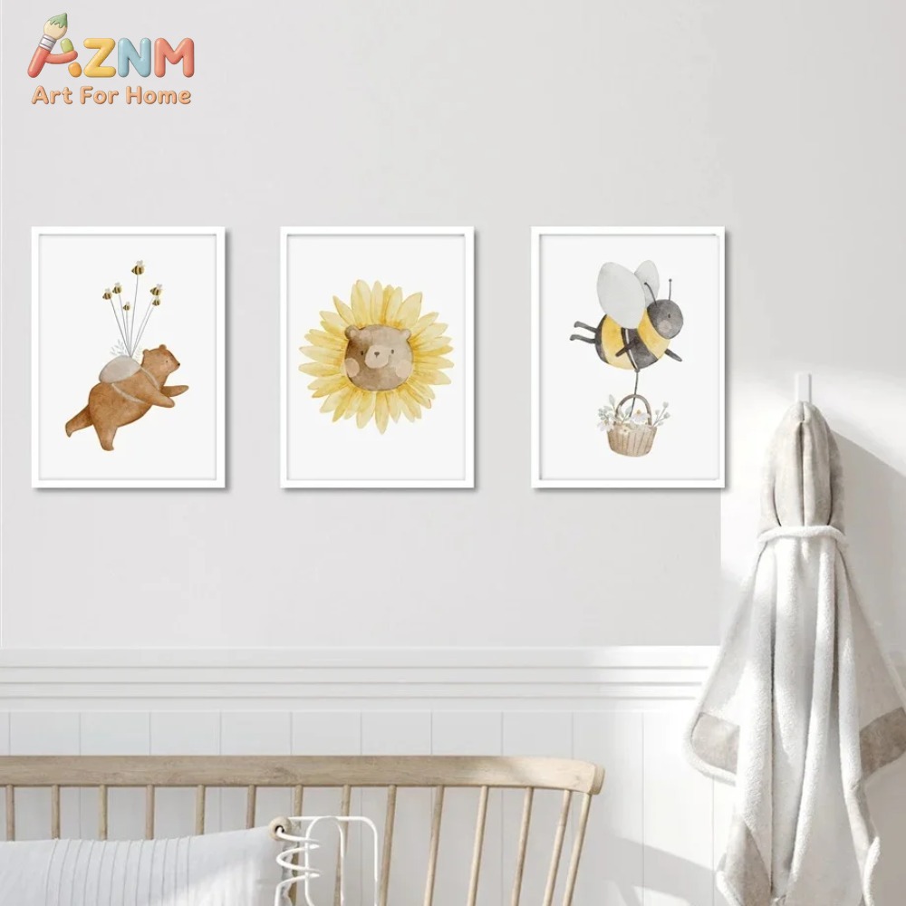 AZNM Watercolor Bear Fox Anima - Baby Nursery Frames incelemesi ve fiyatı