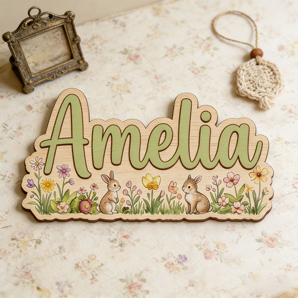 Personalized  'Two Bunnies Wil - Baby Nursery Themes Girl incelemesi ve fiyatı