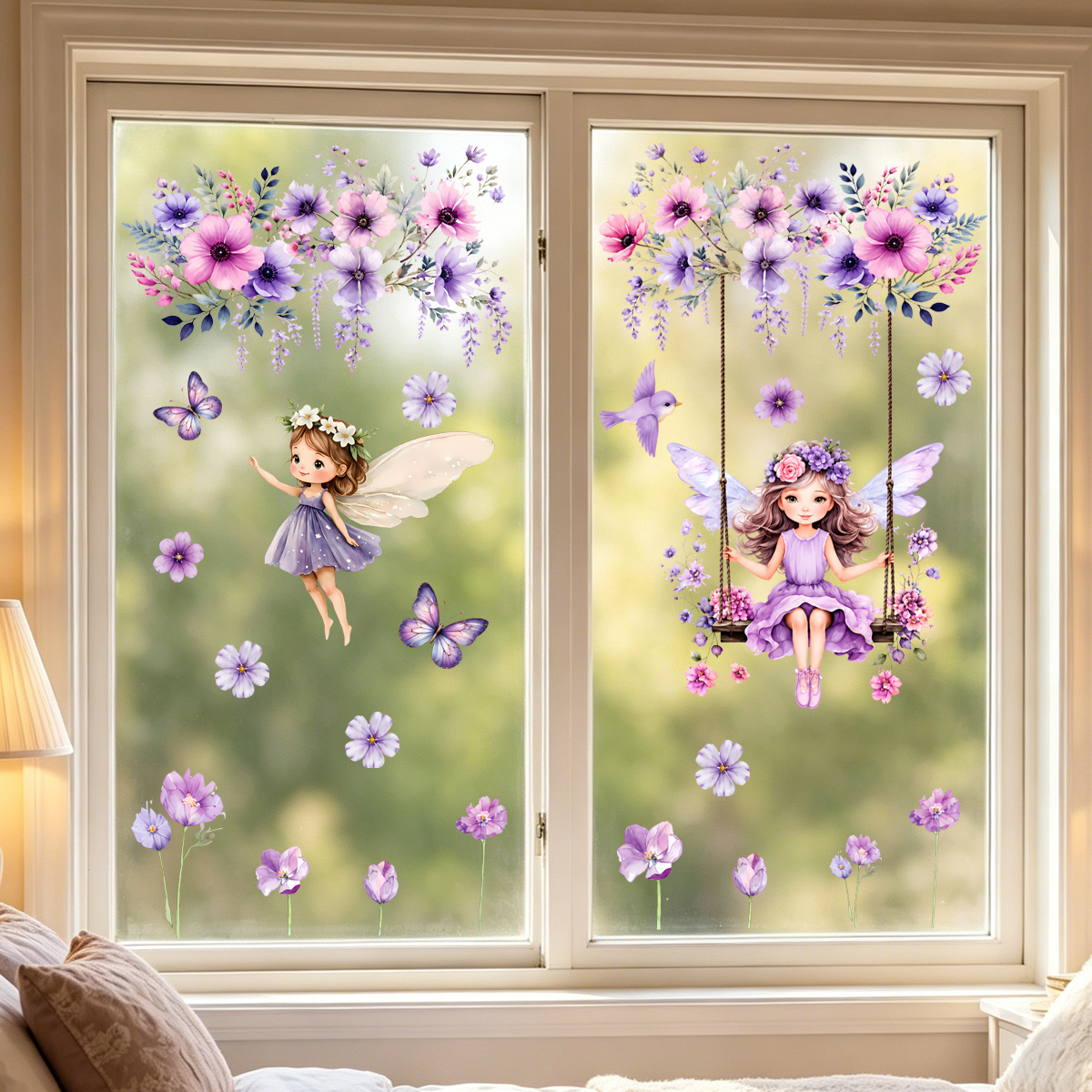 Purple Flower Fairy Wall Stick - Wall Decal Nursery incelemesi ve fiyatı