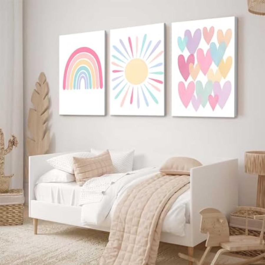 3Pcs Framed Pink Nursery Canva - Baby Nursery Frames incelemesi ve fiyatı