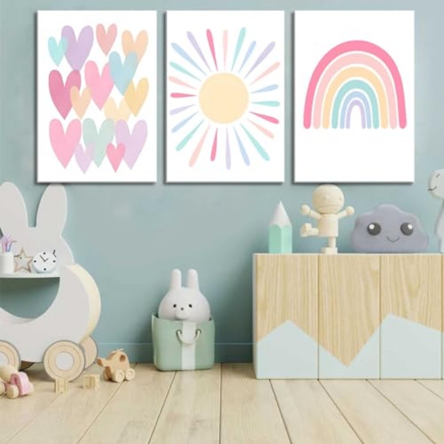 3Pcs Framed Pink Nursery Canva - Baby Nursery Frames incelemesi ve fiyatı