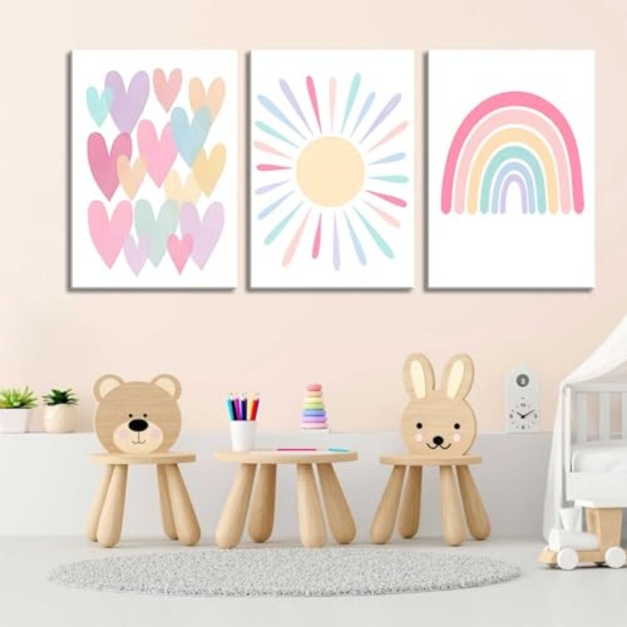 3Pcs Framed Pink Nursery Canva - Baby Nursery Frames incelemesi ve fiyatı
