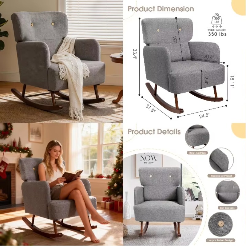 Fabric Upholstered Rocking Cha - Rocking Chair Nursery incelemesi ve fiyatı