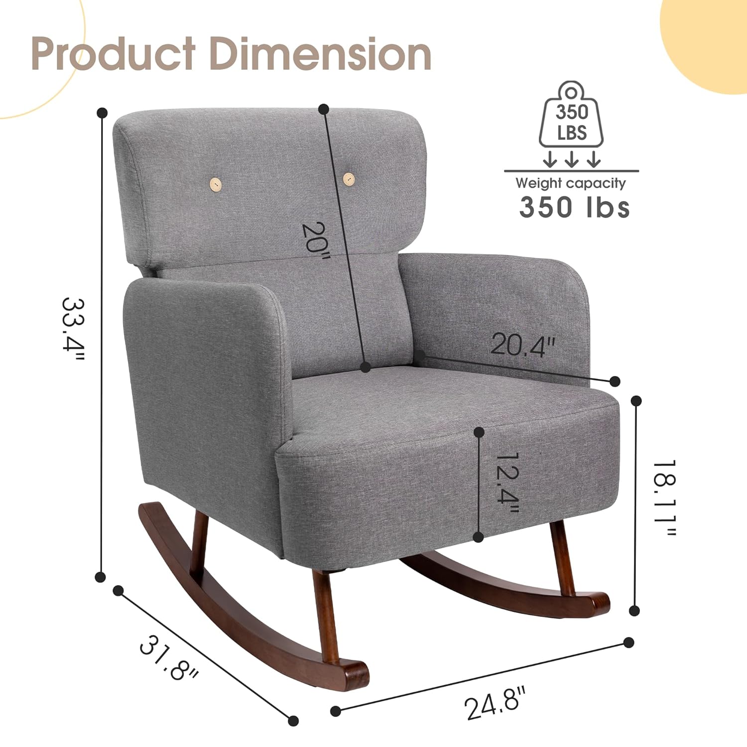 Fabric Upholstered Rocking Cha - Rocking Chair Nursery incelemesi ve fiyatı