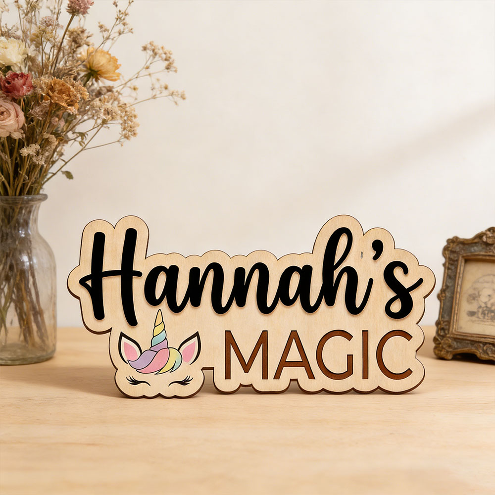 Custom Unicorn Magic Name Door - Baby Nursery Themes Girl incelemesi ve fiyatı