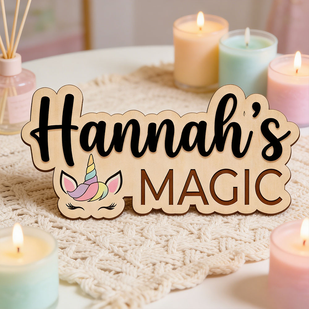 Custom Unicorn Magic Name Door - Baby Nursery Themes Girl incelemesi ve fiyatı