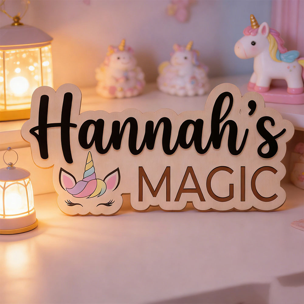 Custom Unicorn Magic Name Door - Baby Nursery Themes Girl incelemesi ve fiyatı