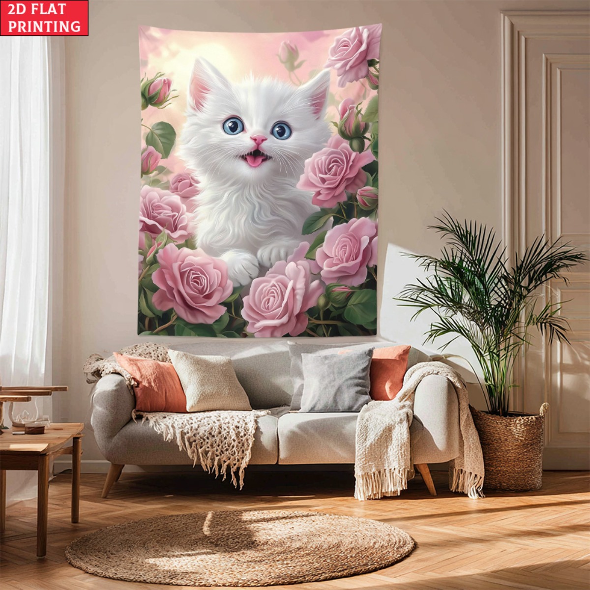 Cute white kitten rose garden  - Baby Nursery Colors incelemesi ve fiyatı
