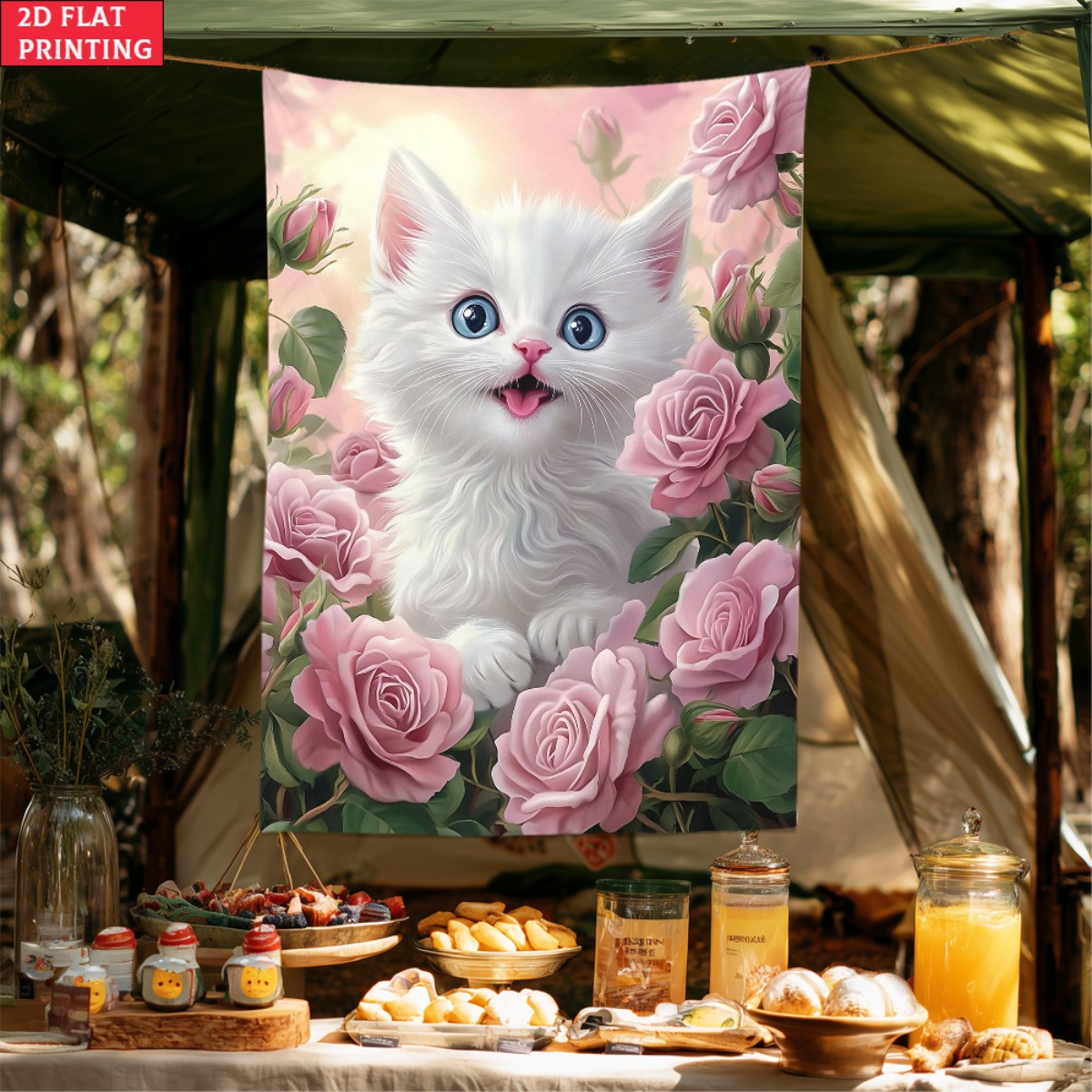 Cute white kitten rose garden  - Baby Nursery Colors incelemesi ve fiyatı