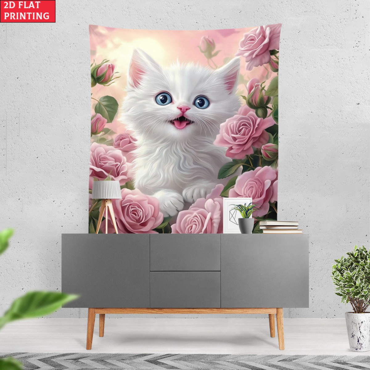 Cute white kitten rose garden  - Baby Nursery Colors incelemesi ve fiyatı