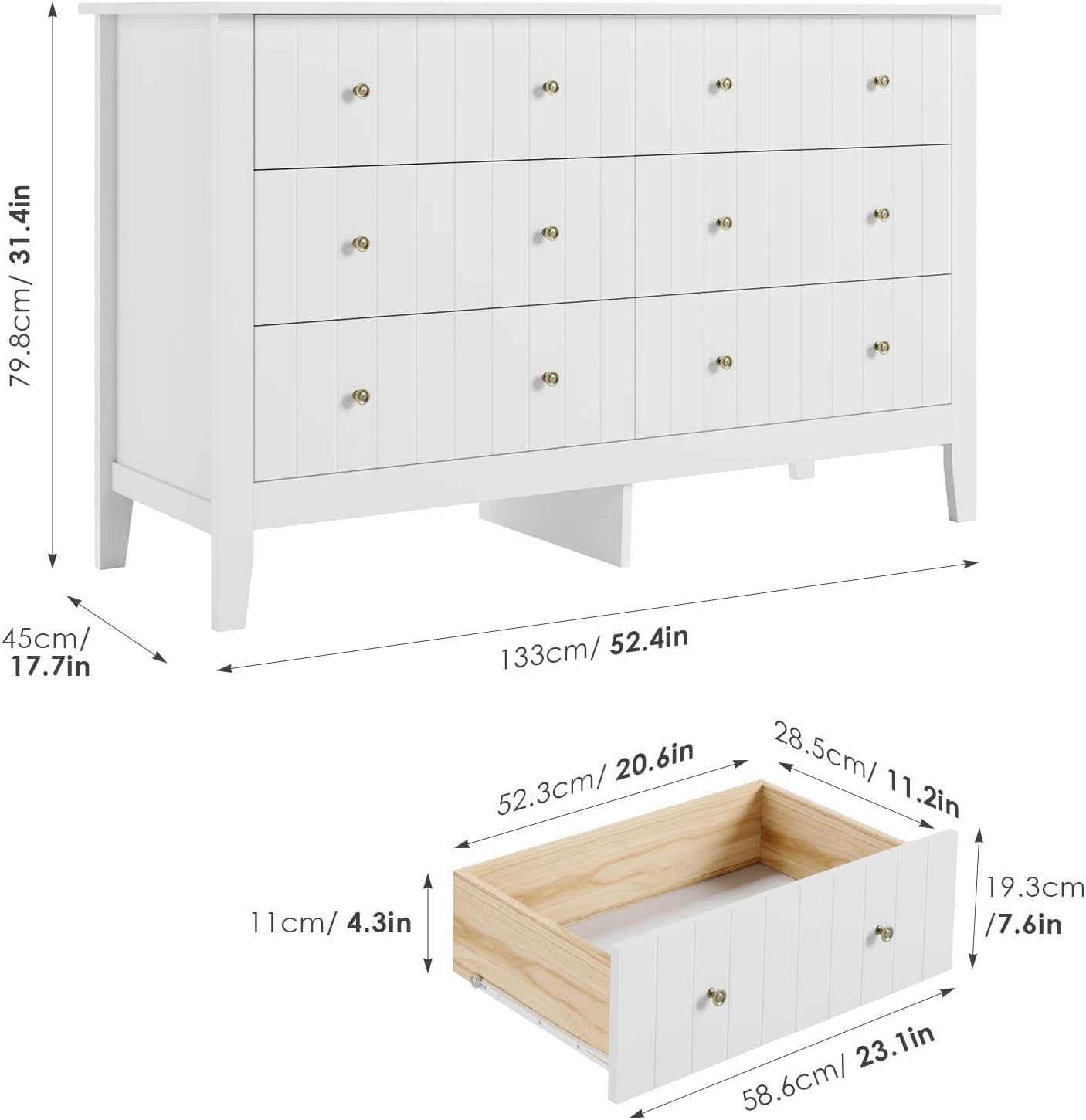 White 6 Drawer Double Dresser  - Baby Nursery Drawers incelemesi ve fiyatı