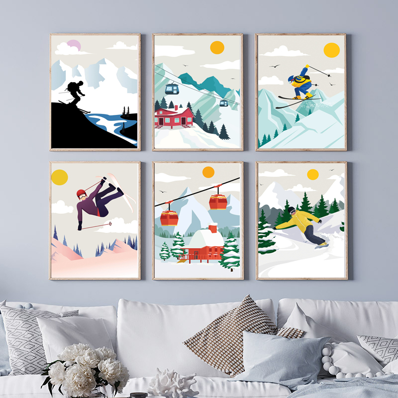 Minimalist Snow Mountain Canva - Baby Nursery Themes Girl incelemesi ve fiyatı