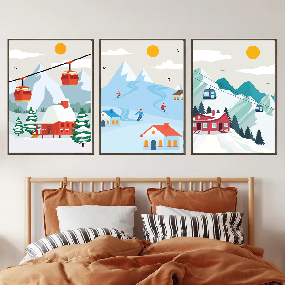 Minimalist Snow Mountain Canva - Baby Nursery Themes Girl incelemesi ve fiyatı