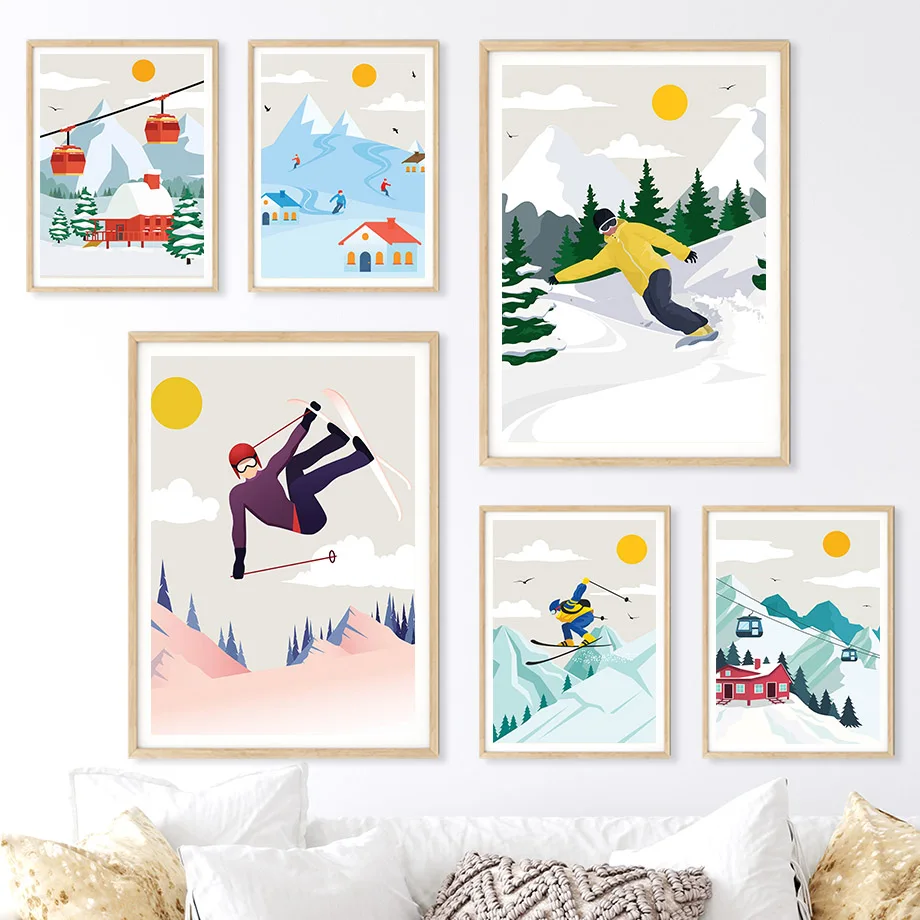 Minimalist Snow Mountain Canva - Baby Nursery Themes Girl incelemesi ve fiyatı