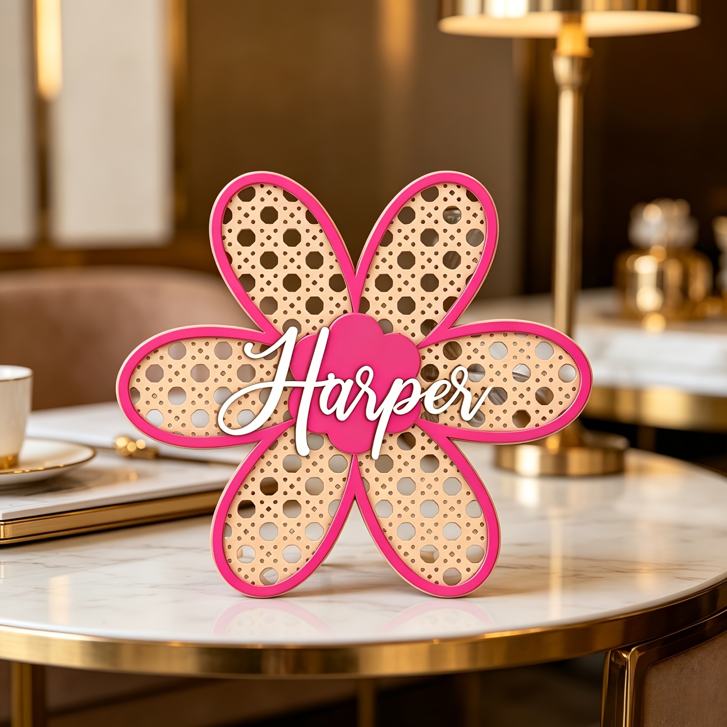 Personalized Boho Rattan Flowe - Baby Nursery Name Sign incelemesi ve fiyatı