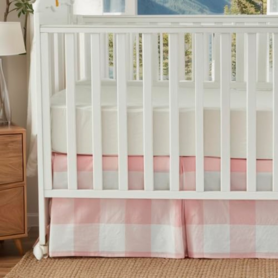 Crib Skirt Gingham Tailored Ba - Baby Nursery Neutral incelemesi ve fiyatı