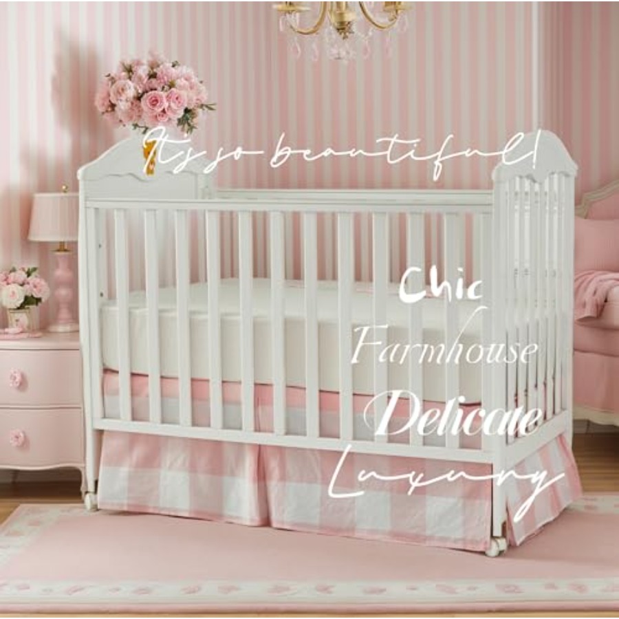 Crib Skirt Gingham Tailored Ba - Baby Nursery Neutral incelemesi ve fiyatı