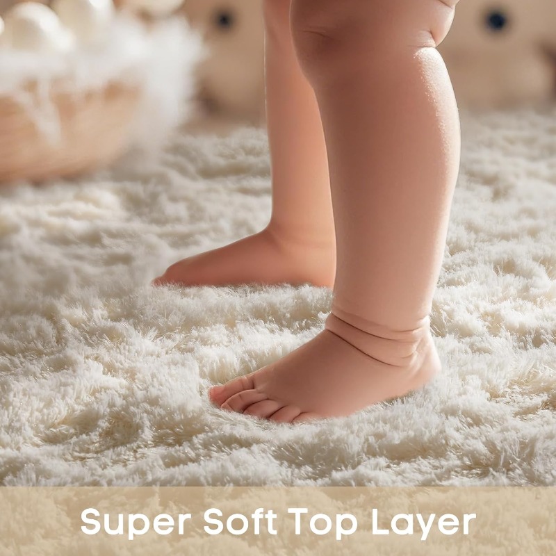Round Cream White Rug Soft Flu - Baby Nursery Mat incelemesi ve fiyatı