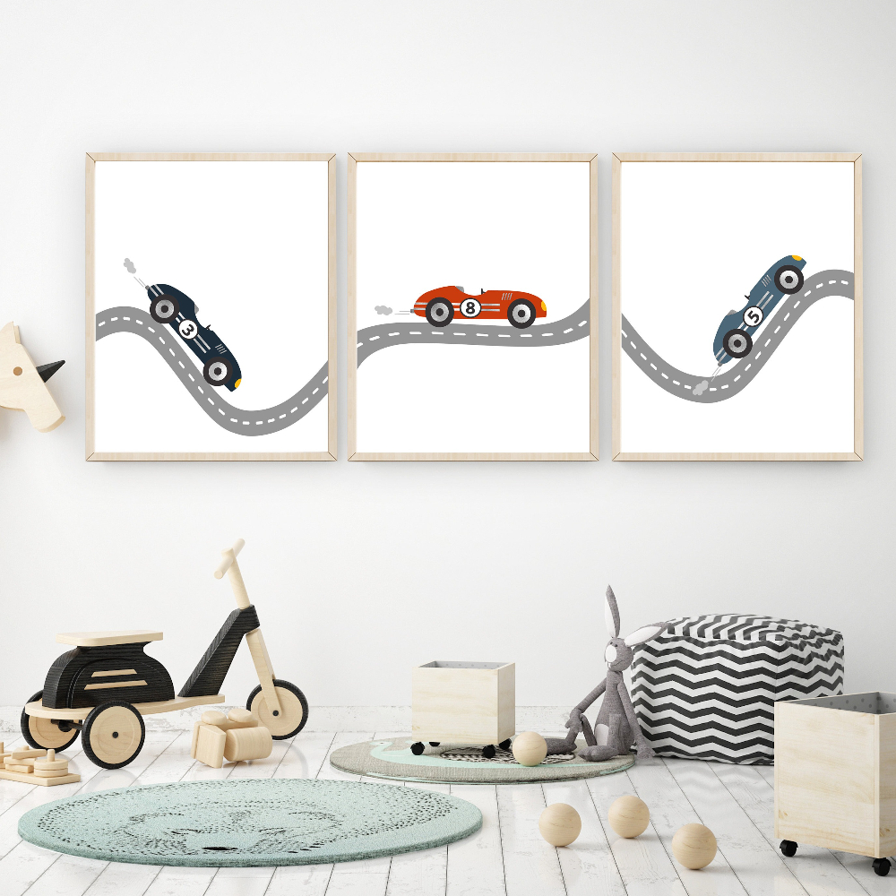 Race Car Wall Art Canvas Print - Baby Nursery Frames incelemesi ve fiyatı