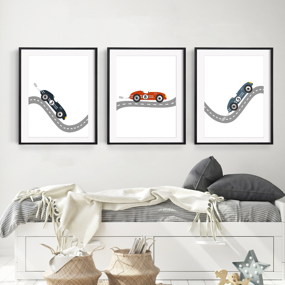 Race Car Wall Art Canvas Print - Baby Nursery Frames incelemesi ve fiyatı