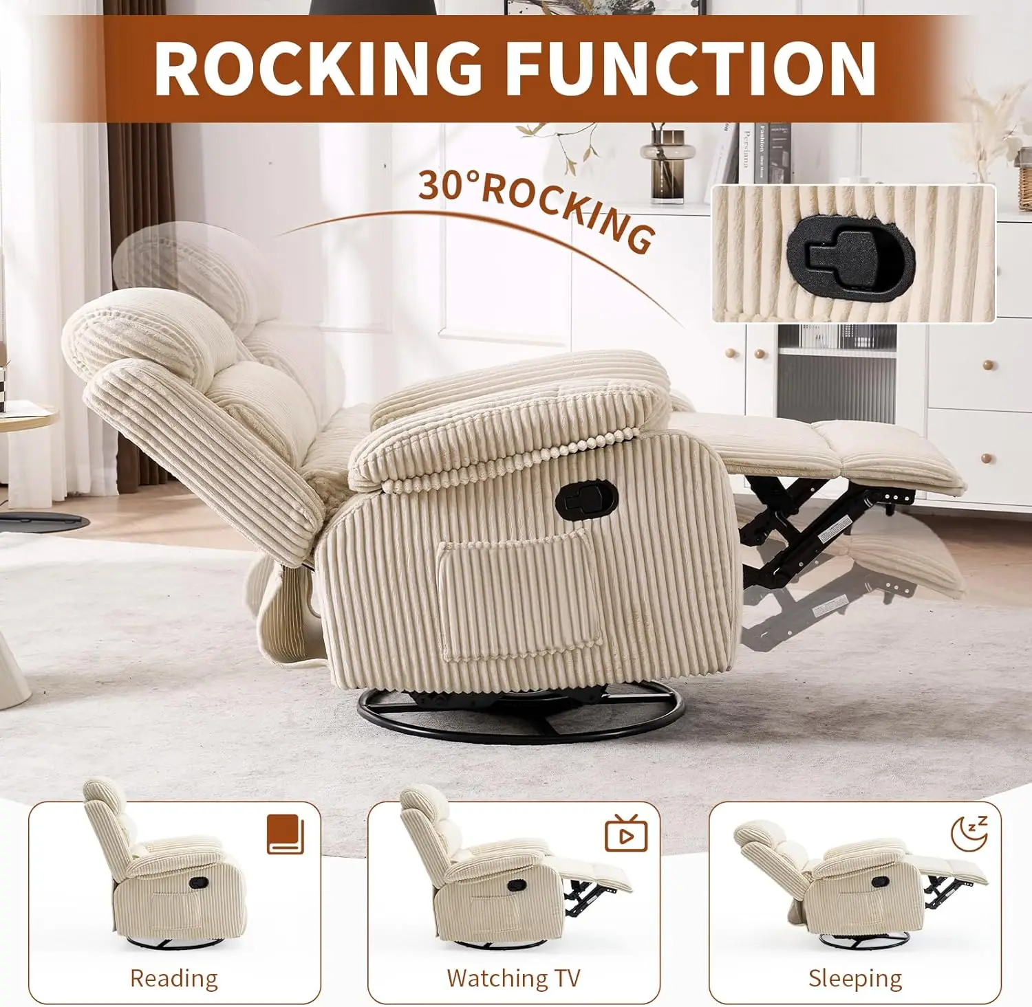 Adult 360° Rocking Recliner Ch - Rocking Chair Nursery incelemesi ve fiyatı