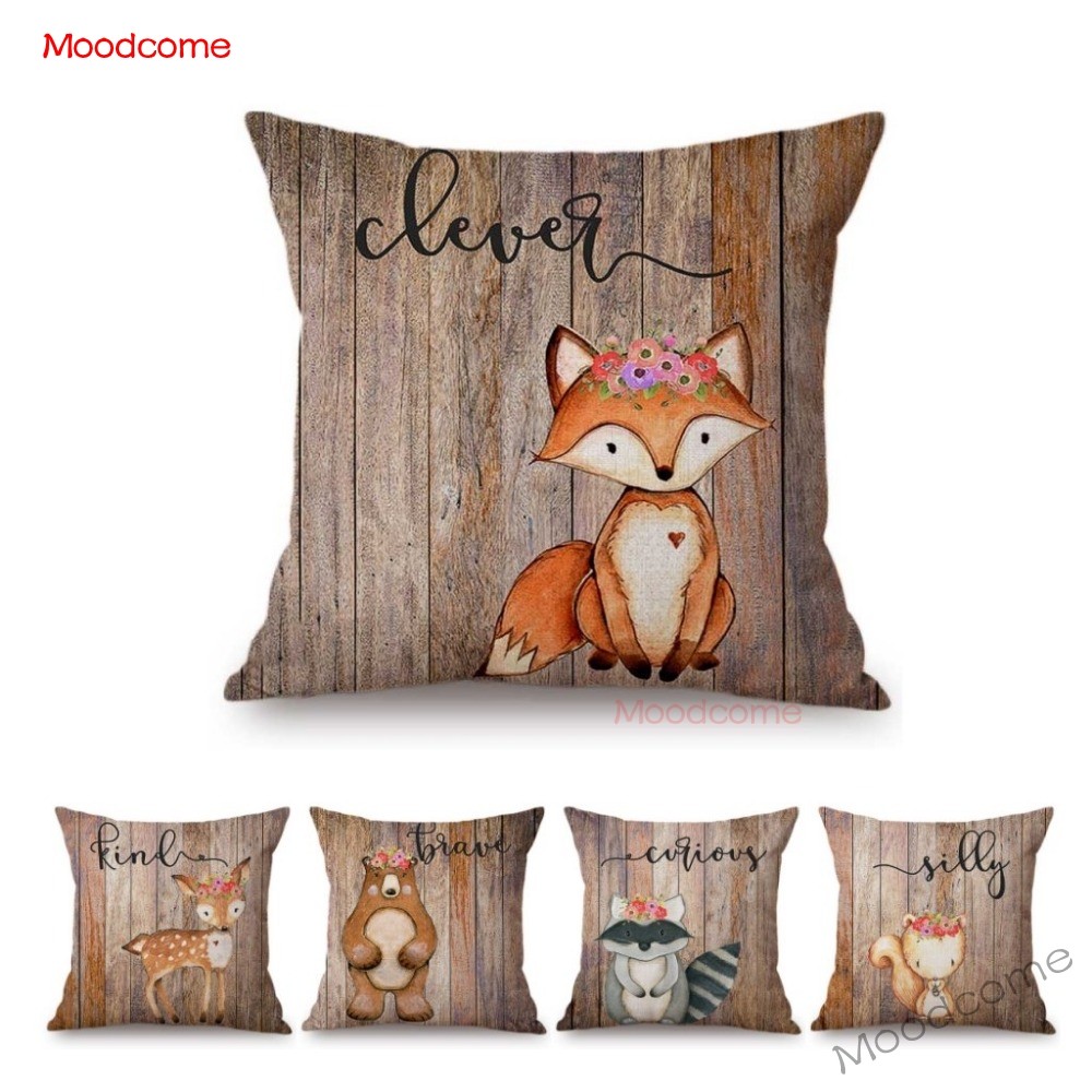 Cute Woodland Animals Wood Tex - Baby Nursery Cushion incelemesi ve fiyatı
