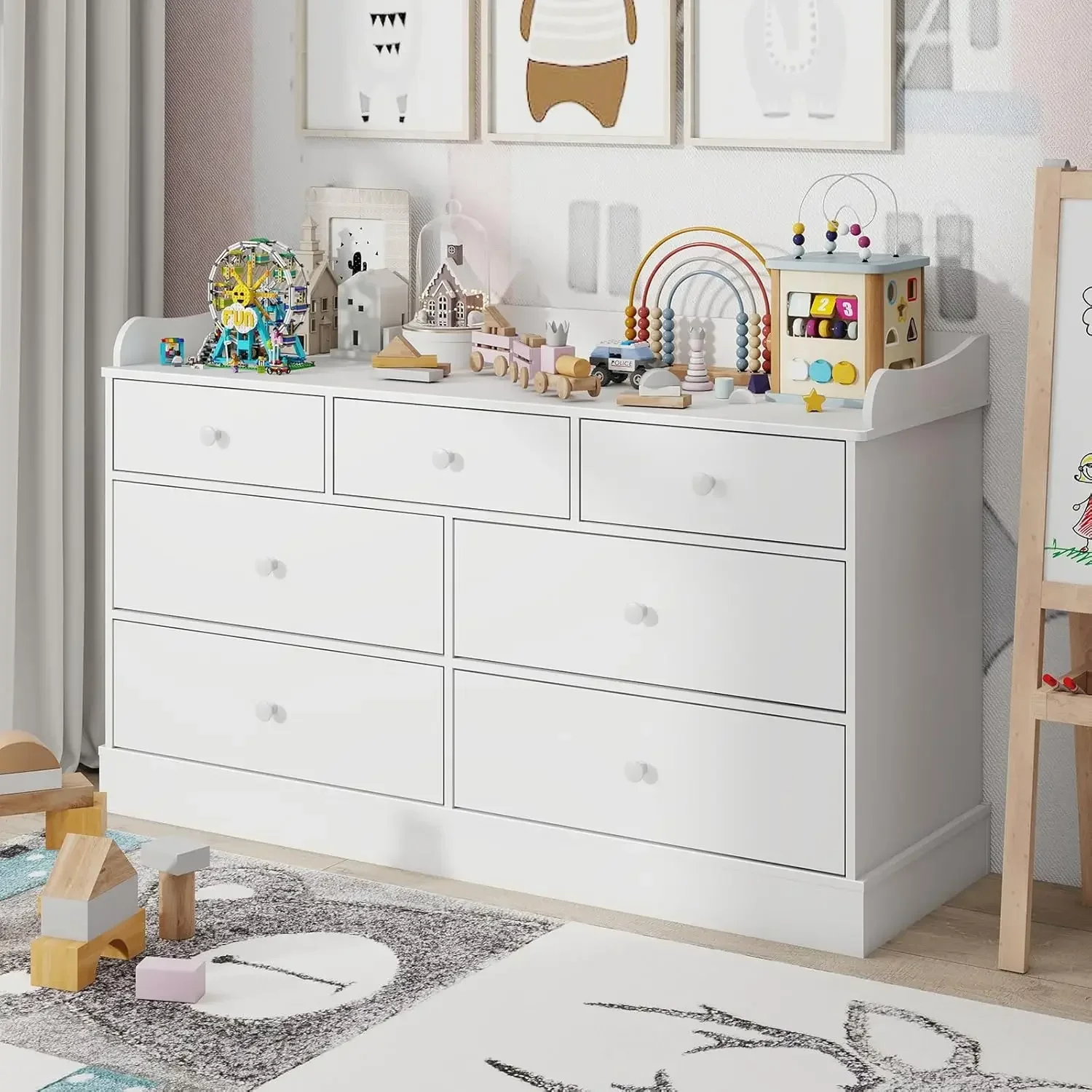 Kids Dresser Cabinet with 7 Dr - Baby Nursery Dresser Changing Table incelemesi ve fiyatı