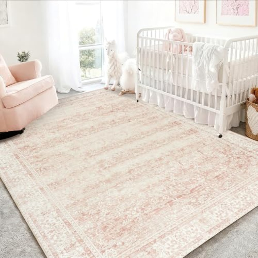 Pink Nursery Rug for Baby Girl - Baby Nursery Neutral incelemesi ve fiyatı