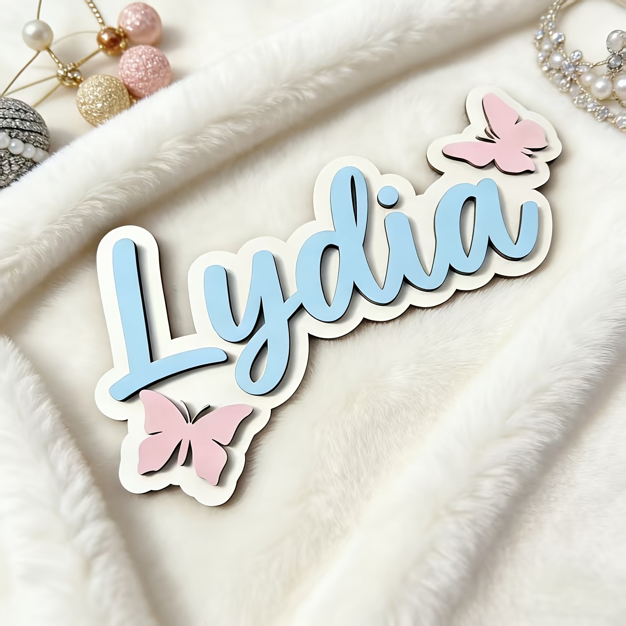Personalized Blue & Pink Butte - Baby Nursery Name Sign incelemesi ve fiyatı