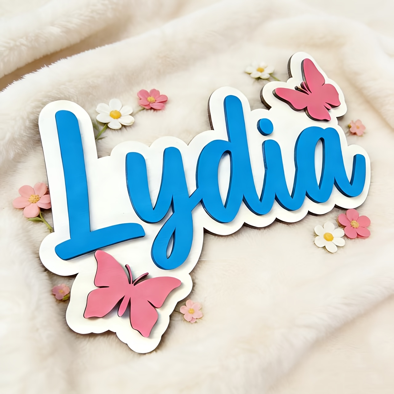 Personalized Blue & Pink Butte - Baby Nursery Name Sign incelemesi ve fiyatı