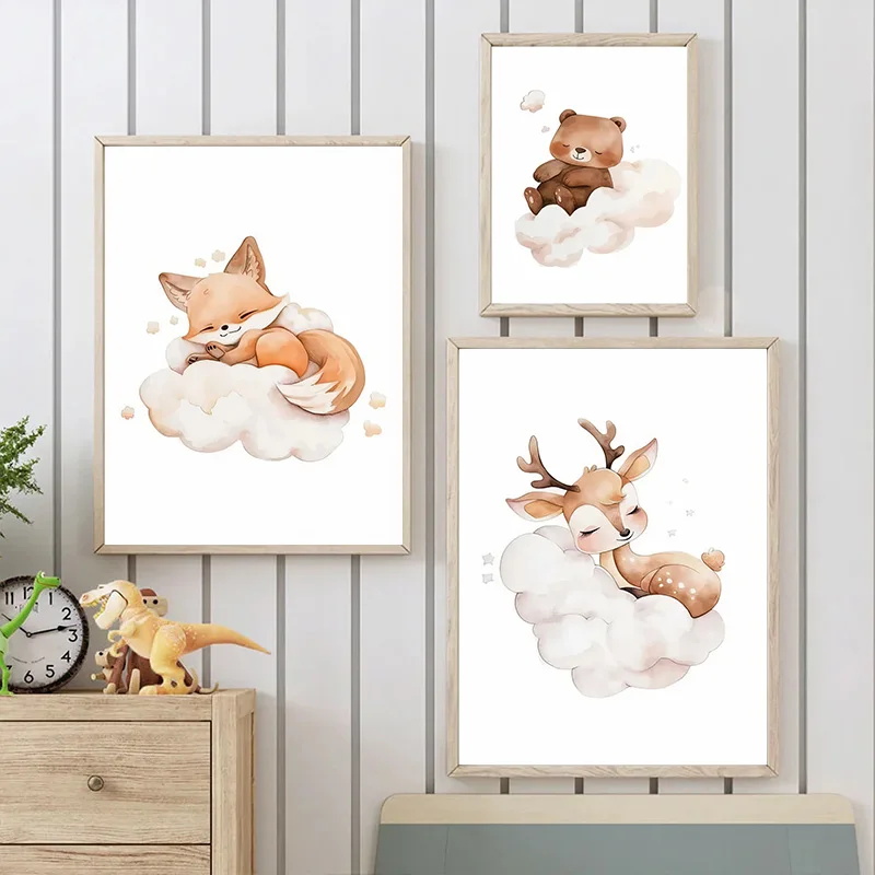 Wall Art Cute Raccoon Fox Deer - Baby Nursery Frames incelemesi ve fiyatı