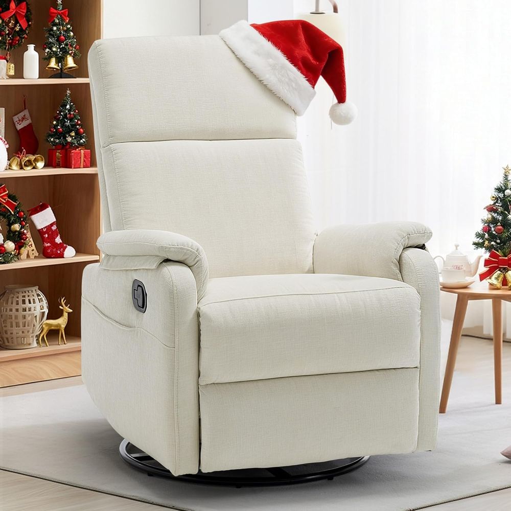 Modern Beige Chenille Swivel R - Rocking Chair Nursery incelemesi ve fiyatı