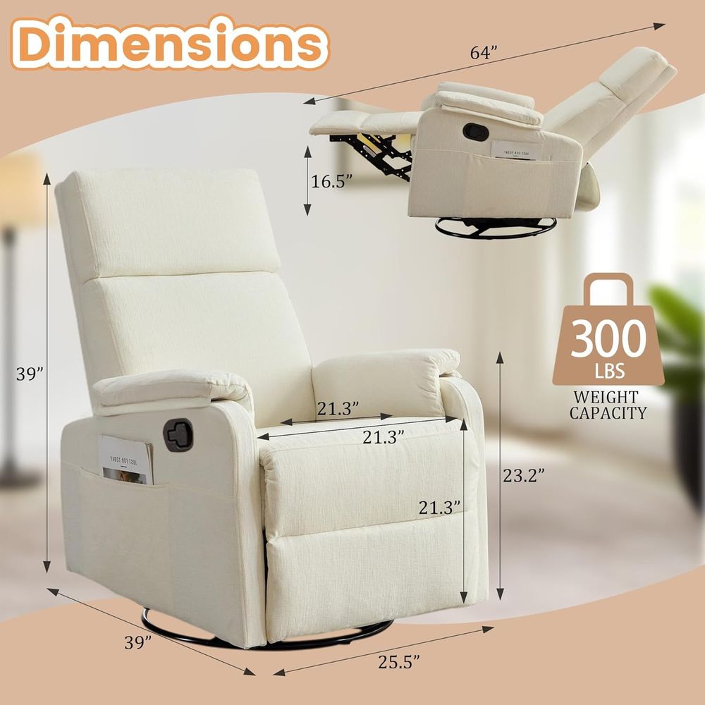 Modern Beige Chenille Swivel R - Rocking Chair Nursery incelemesi ve fiyatı