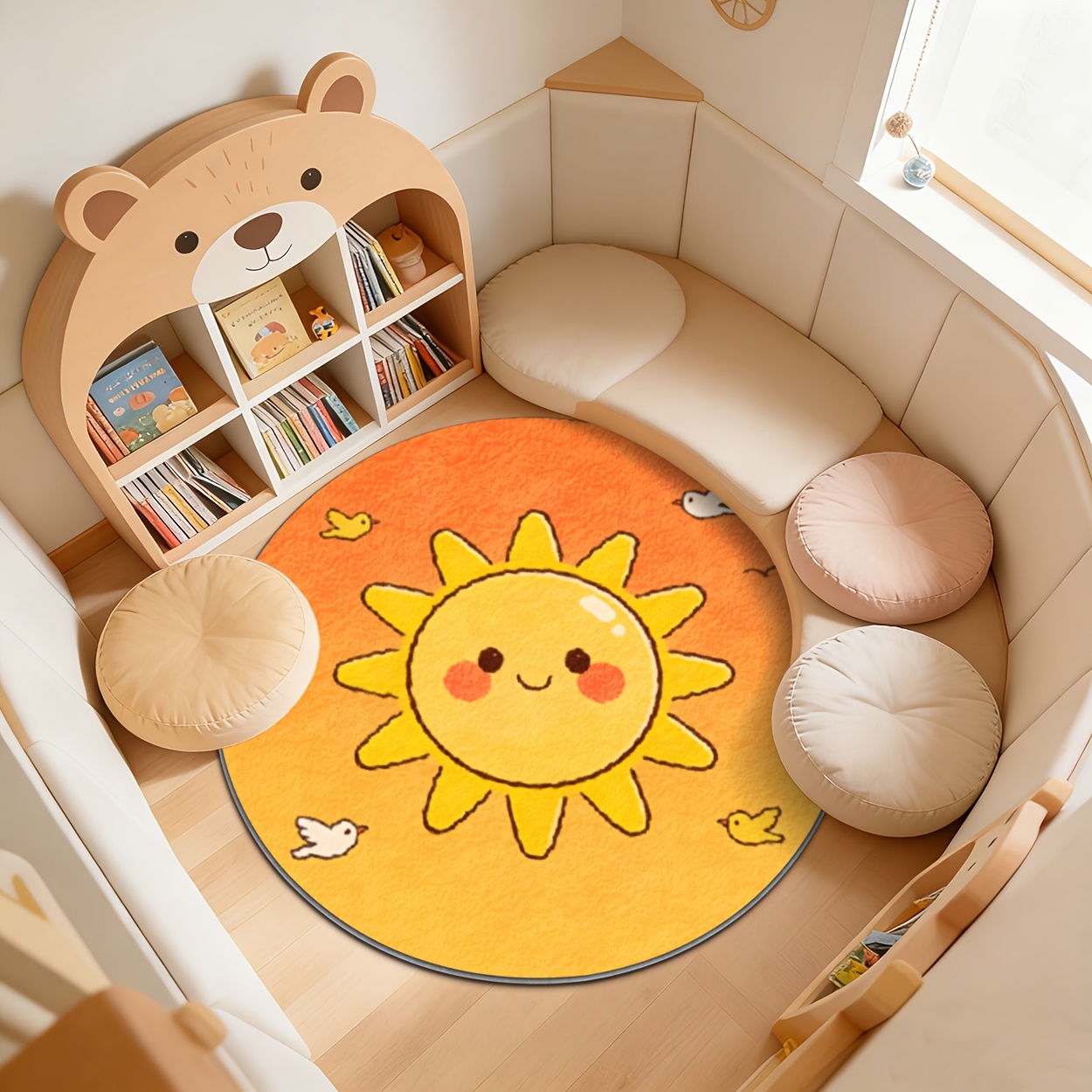 Kids Round Sun Rug Yellow Play - Baby Nursery Carpet incelemesi ve fiyatı