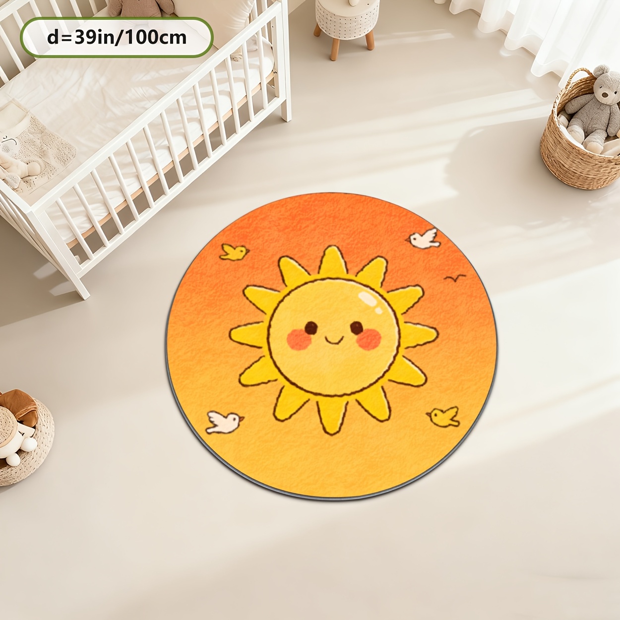 Kids Round Sun Rug Yellow Play - Baby Nursery Carpet incelemesi ve fiyatı